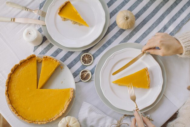 High angle view of breakfast on table