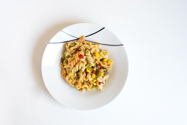 High angle view of breakfast on table