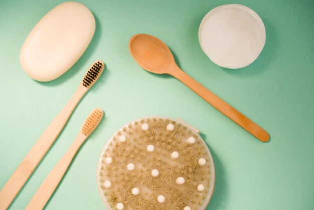 High angle view of breakfast on table