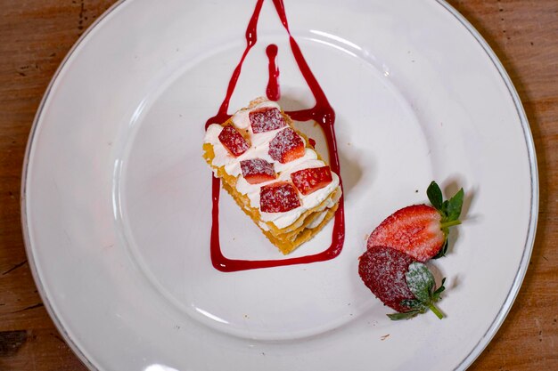 High angle view of breakfast on table