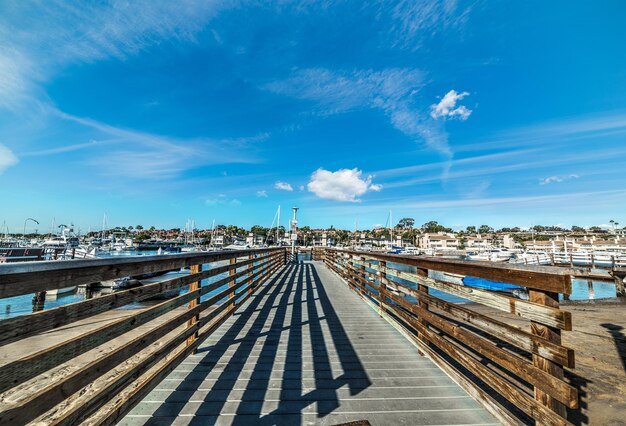 High angle view of bridge against blue sky