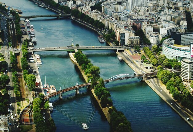 High angle view of bridge over river