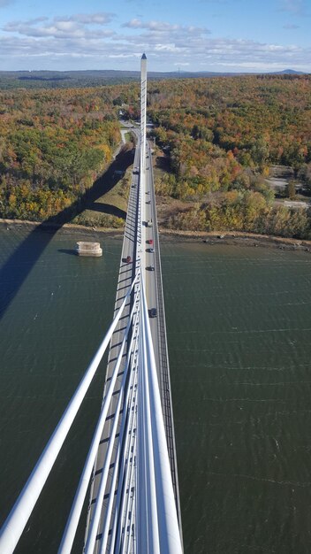 High angle view of bridge over river