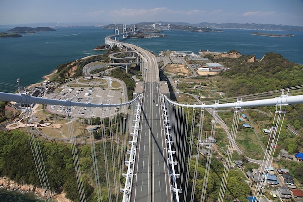 High angle view of bridge over sea