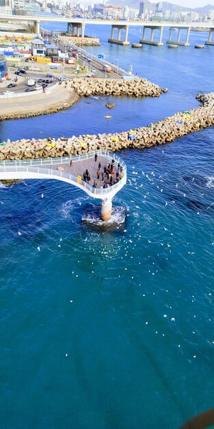 海中の橋の高角度の景色