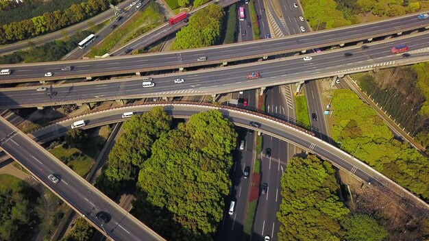 Photo high angle view of bridges in city