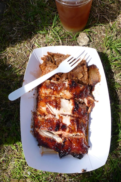 Photo high angle view of brisket