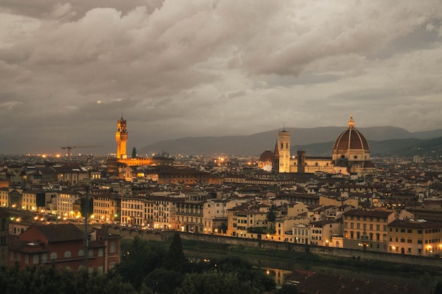 Foto vista ad alto angolo degli edifici contro un cielo nuvoloso