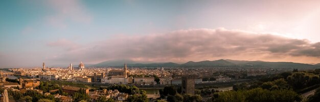 Vista ad alto angolo degli edifici contro il cielo durante il tramonto