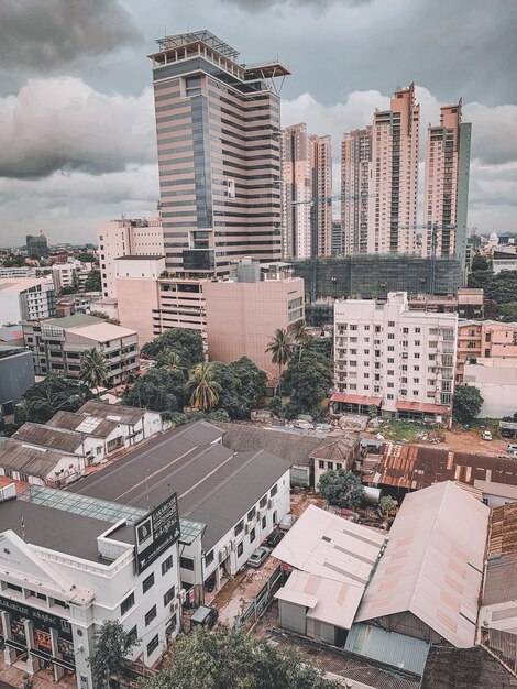 Photo high angle view of buildings against sky