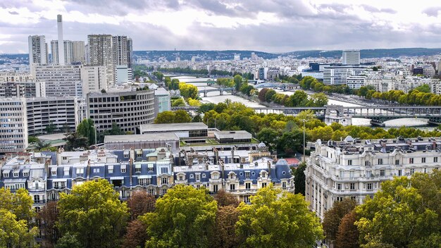 High angle view of buildings against sky