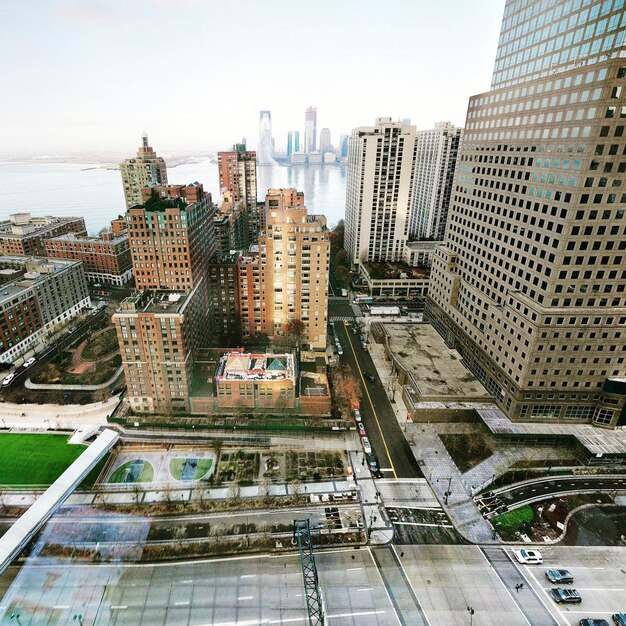 Photo high angle view of buildings against sky