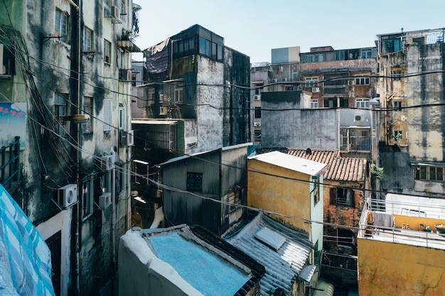high angle view of buildings in city against sky