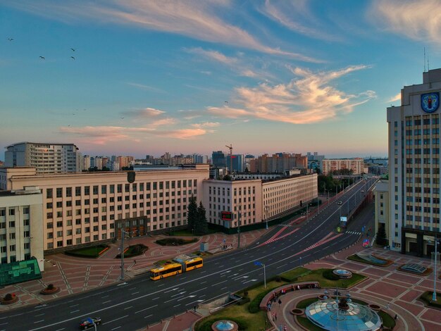 Photo high angle view of buildings in city against sky