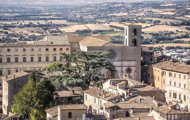 High angle view of buildings in city todi