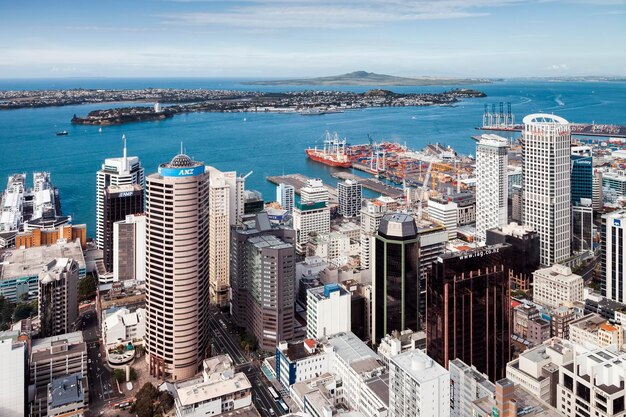 High angle view of buildings in city