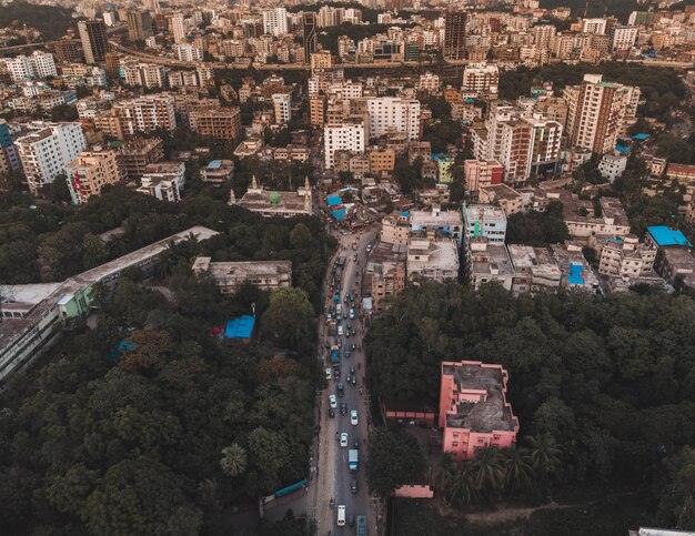 Photo high angle view of buildings in city