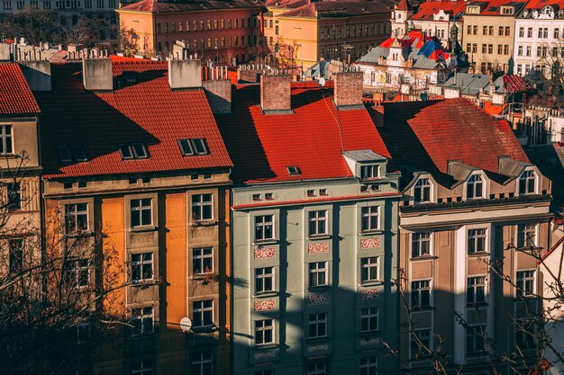 Photo high angle view of buildings in city