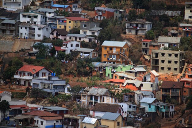 Photo high angle view of buildings in city