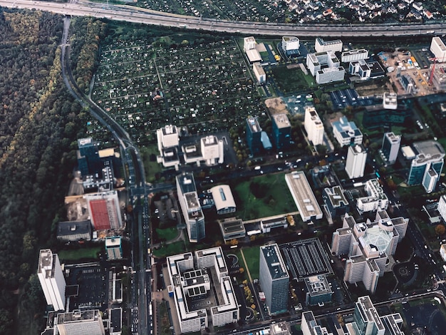 Foto vista ad alta angolazione degli edifici in città