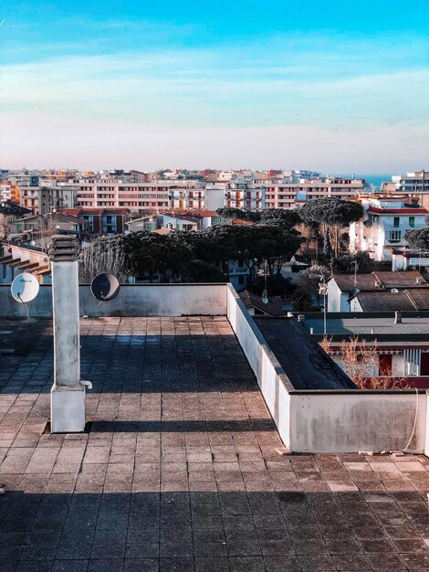 High angle view of buildings in city