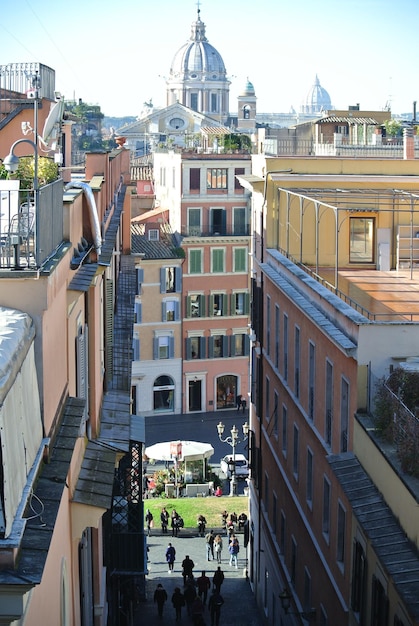 High angle view of buildings in city