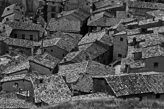 High angle view of buildings in city