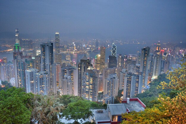 Photo high angle view of buildings in city