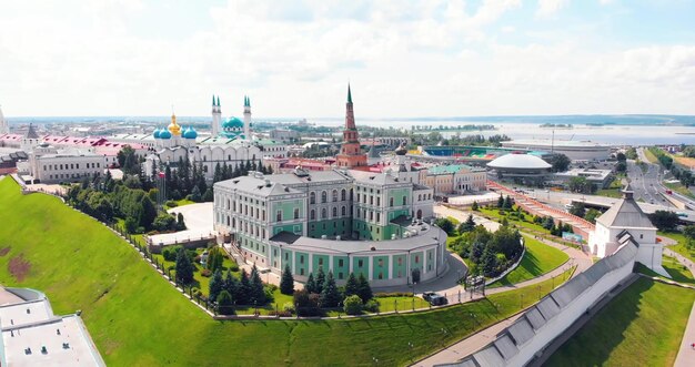 High angle view of buildings in city