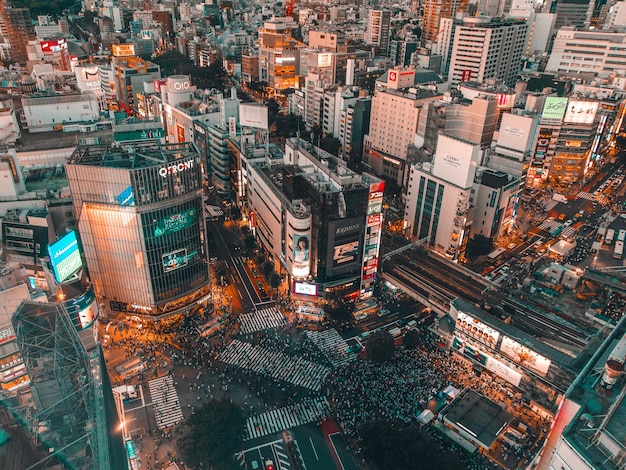 都市の建物の高角度のビュー