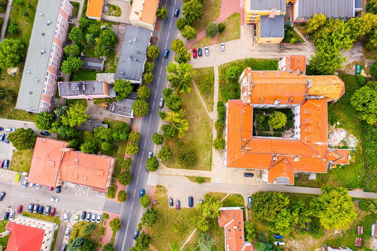 Photo high angle view of buildings in city