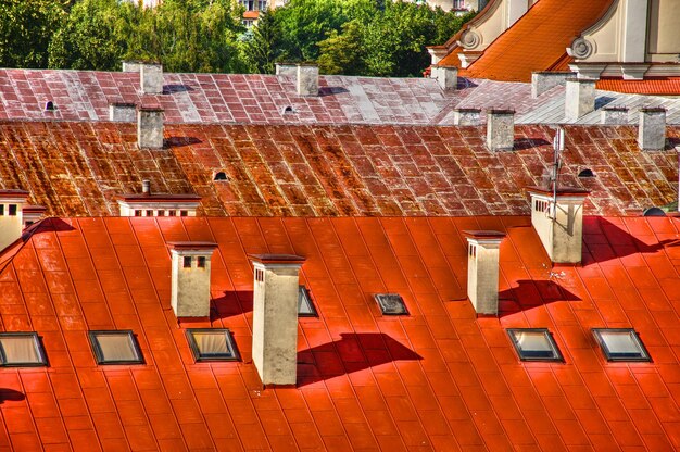 High angle view of buildings in city