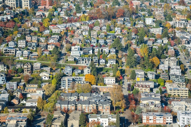 Photo high angle view of buildings in city