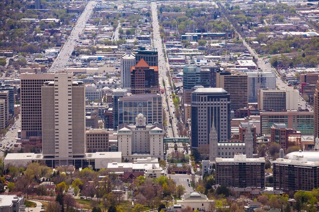 Photo high angle view of buildings in city