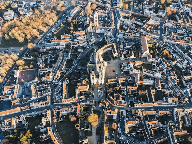 High angle view of buildings in city