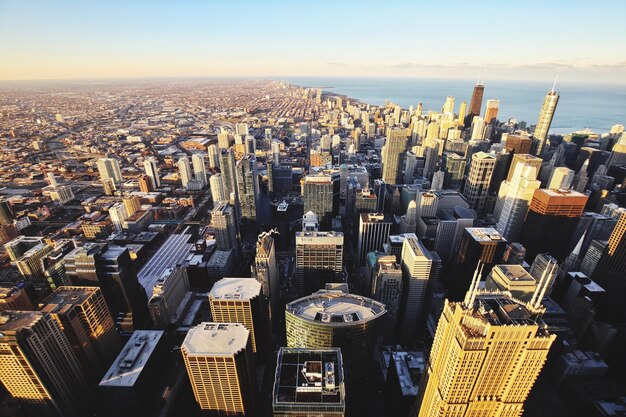 High angle view of buildings in city