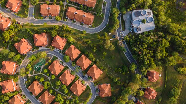 High angle view of buildings in city