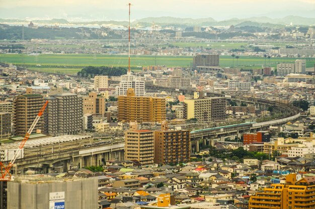 Photo high angle view of buildings in city