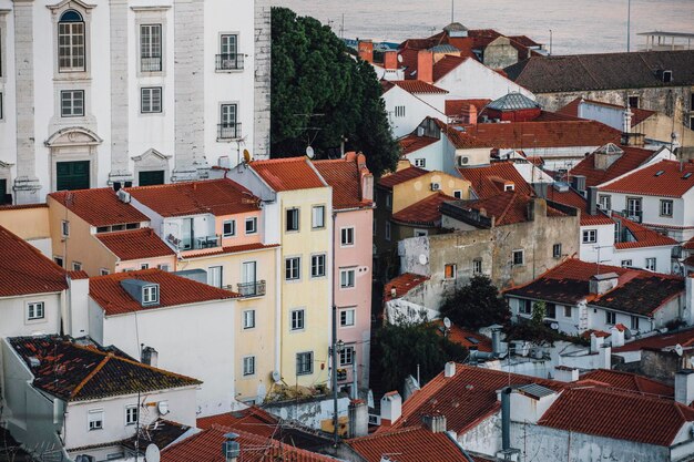 Photo high angle view of buildings in city