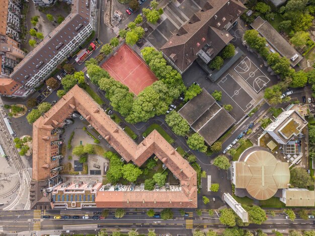 Foto vista ad alta angolazione degli edifici in città