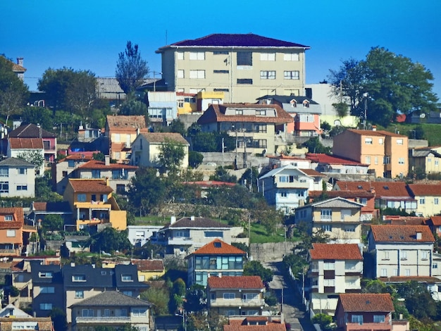 High angle view of buildings in city