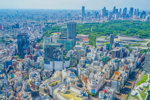 High angle view of buildings in city