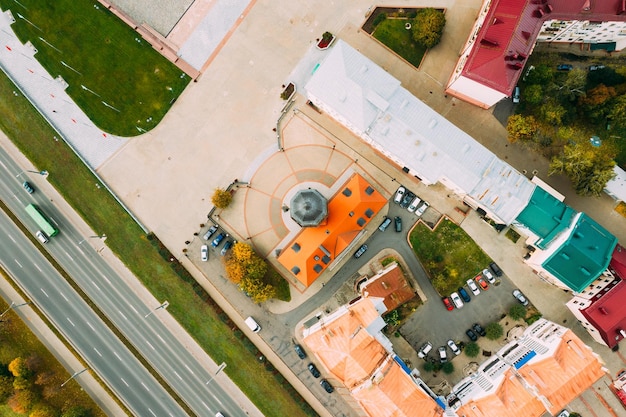 High angle view of buildings in city