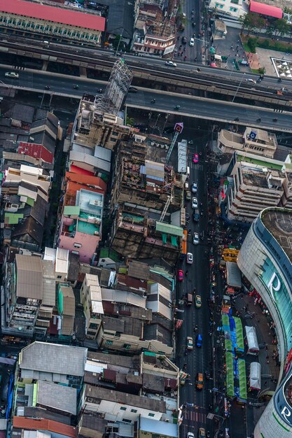 Photo high angle view of buildings in city