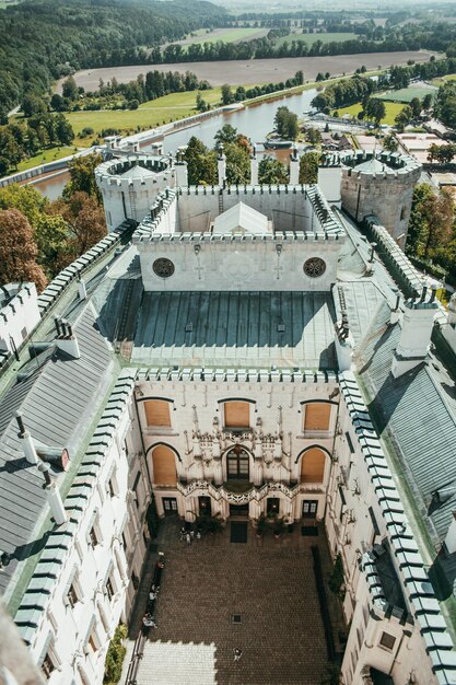 High angle view of buildings in city