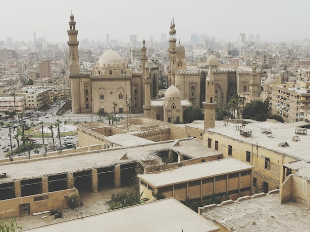 high angle view of buildings in city