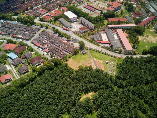 High angle view of buildings in city