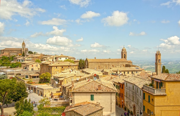 High angle view of buildings in town