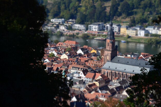 Photo high angle view of buildings in town