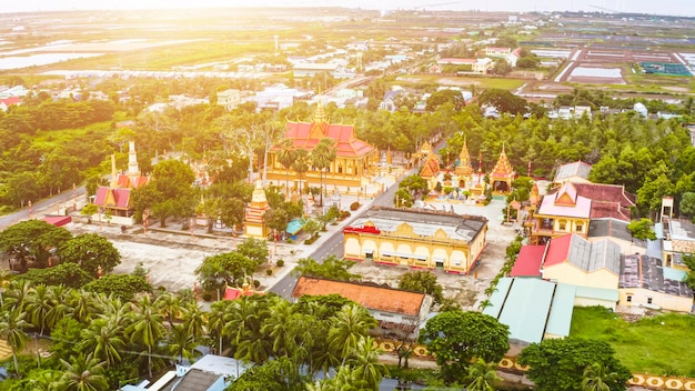 High angle view of buildings in town